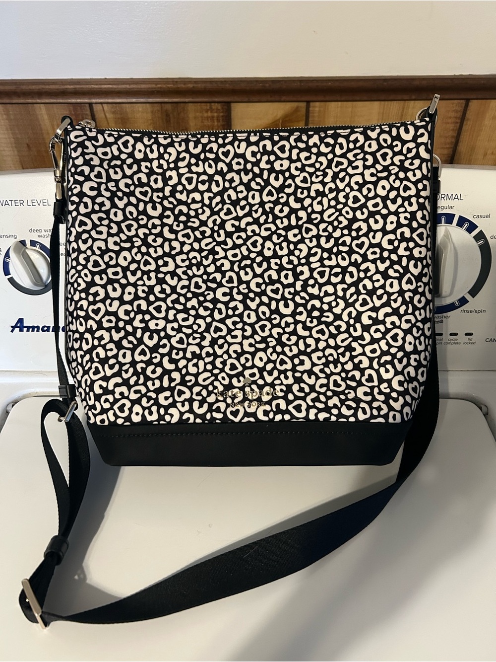Black & White Leopard Print Crossbody Shoulder Bag